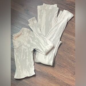 Fashion Nova Beige Ribbed Crop & Legging Lounge Set